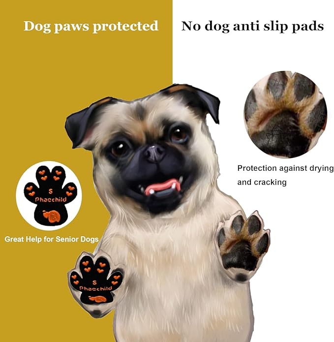 Dog Paw Pads Anti-Slip Grips,Dog Paw Protectors for Senior Dogs on Hot Pavement,Provides Traction to Keep Them from Slipping on Smooth Floors 12 sets-48 Pads Black XXL
