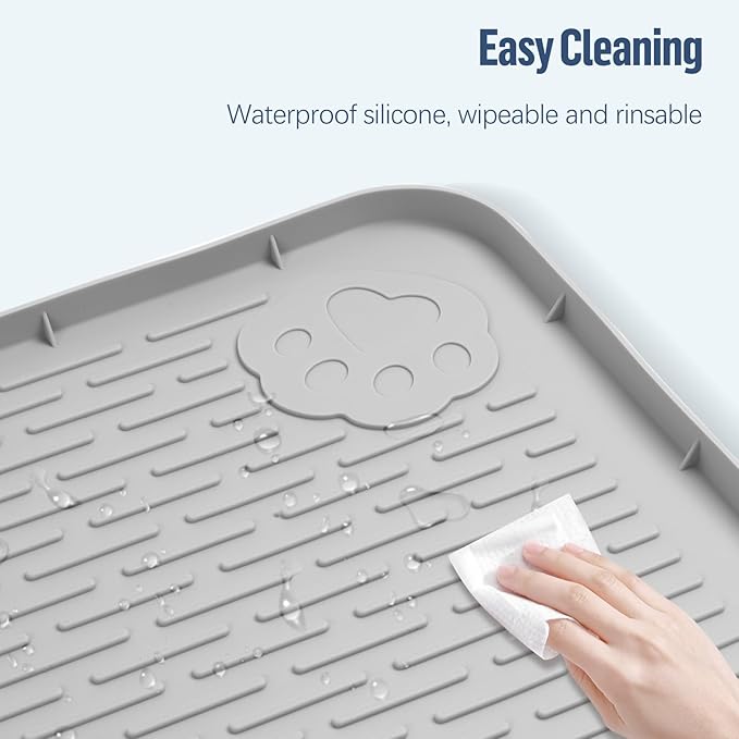Pee Pad Holder for Dogs, 50" x 35" Silicone Pee Tray Mat Leak-Proof, High Edge, No Spill Pet Pad Holder for Puppy, Cat, Rabbit, Training Pads for Floor Protection, No Pee Pads (Light Grey)
