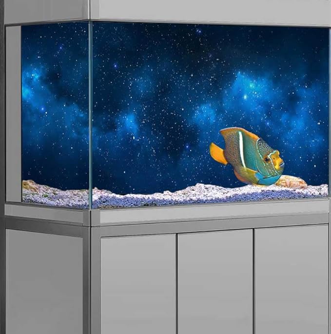 30X12IN Starry Aquarium Background, Art Starry Fish Tank Decorations Background, with 8 EVA Double-Sided Tape