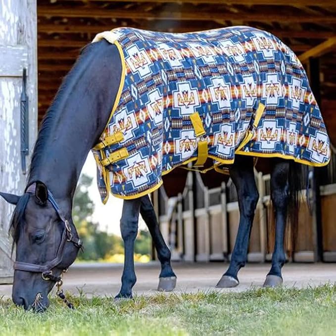Jeffers Expression Standard Neck Fleece Cooler for Horses, 69"- Equine Towel Blanket, Moisture Absorbent, Light Weight, Best for Drying, Exercise, Bathing, Adjustable Belly Bands - Thunderbird