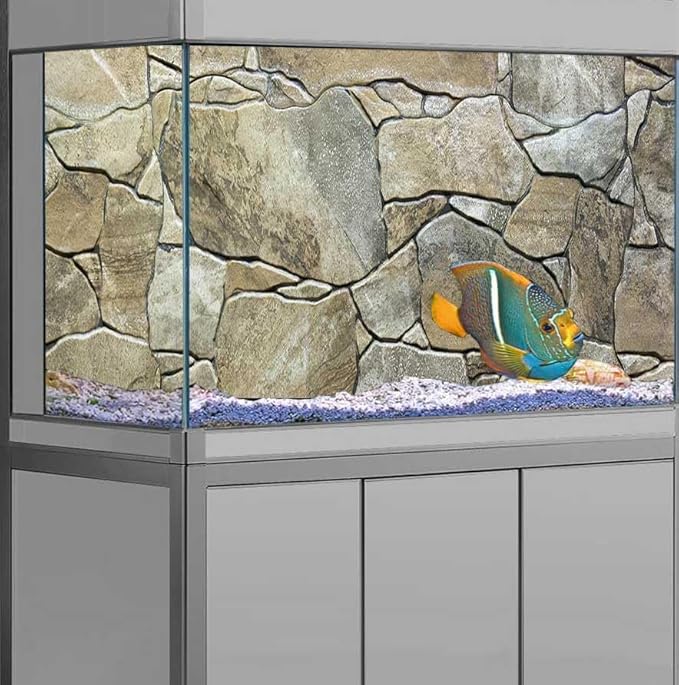 72X24IN Marble Aquarium Background, Art Marble Aquarium Background, Natural Marble Glass Terrarium Background with 8 EVA Double-Sided Tape