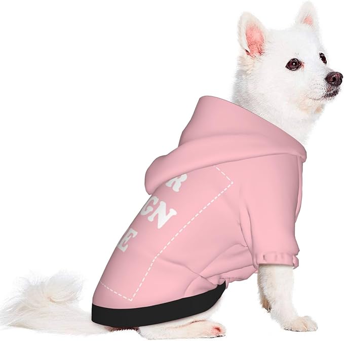 Personalized Dog Hoodie, Custom Dog Costumes for Small Dogs, Holiday Happy Dog Clothes Football Pet Shirt Sweater with Name Number for Girl/Boy Cats/Kitten, Pink, L