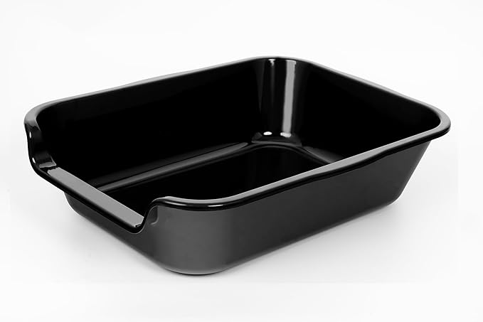 1 Pack of Extra Large Cat Litter Box (ABS Material), Low Entry Senior Litter Pen for Geriatric Kitty Big Cats, Jumbo Pet Safe Litter Boxes Tray for Indoor Pets Potty (Black, 20"L x 15.5"W)