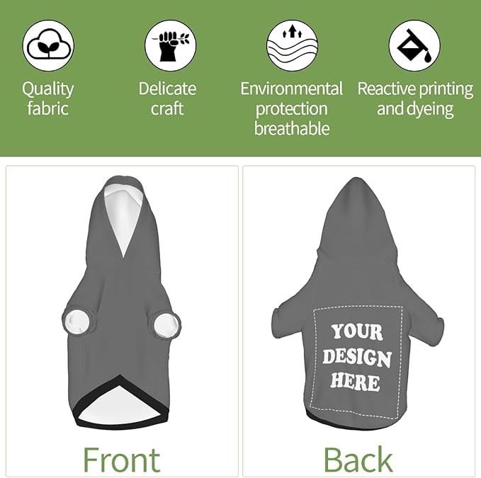 Personalized Dog Hoodie, Custom Dog Costumes for Small Dogs, Holiday Happy Dog Clothes Football Pet Shirt Sweater with Name Number for Girl/Boy Cats/Kitten, Darkgrey, S