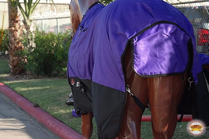 HILASON 1200D Winter Waterproof Poly Horse Turnout Blanket Belly Wrap Purple | 69 in