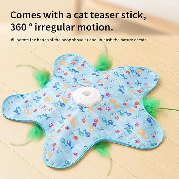 Rechargeable Automatic Cat Toy, 3-Mode Touch-Activated Interactive Toy with Random Motion, Concealed Feather & Squeaky Sound for Indoor Cats & Kittens (Yellow)