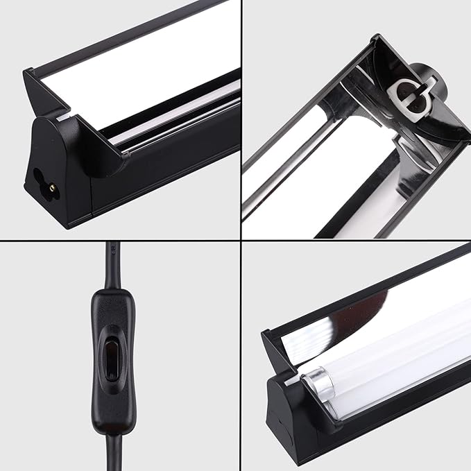 Aiicioo T5 UVB Reptile Light - Desert 10.0 UVA UVB Light Fixture & High Output UVA UVB T5 Bulb for Reptiles Chameleon Gecko Chameleon Gecko (46Inch 54W)