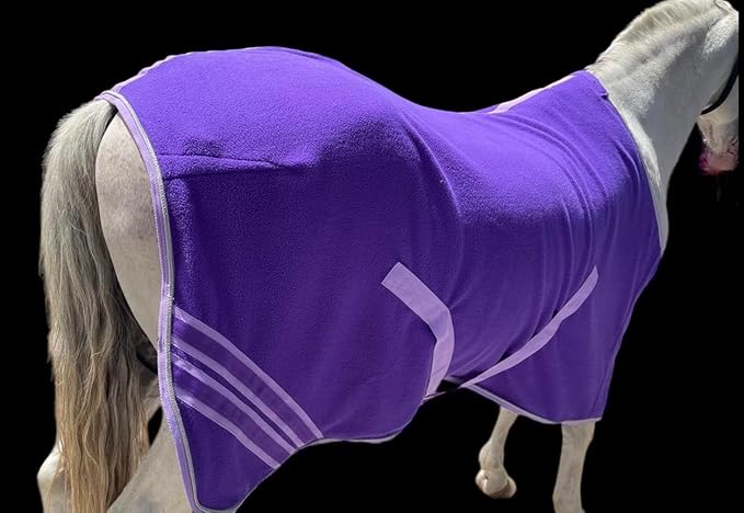 Majestic Ally Anti Pill Fleece Horse Blanket/Sheet with Silver Braided Rope (Purple, 82)