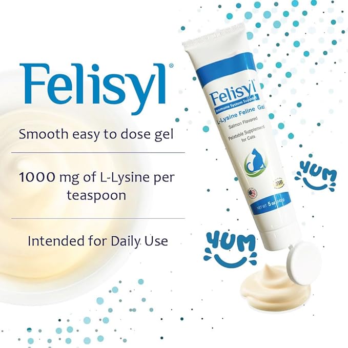 L-Lysine Gel for Cats (5oz) – Supports Immune, Respiratory, and Eye Health. Eases Sneezing, Runny Nose, and Watery Eyes. Tasty Salmon Flavor - Made in The USA
