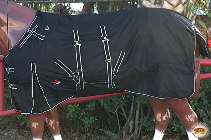 Black 69 in HILASON 1200D Winter Waterproof Poly Horse Turnout Blanket Belly Wrap