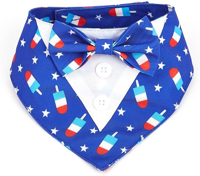 Dog Tuxedo, Adjustable Formal Wedding Outfit Bandana Dog Tux Collar with Bow Tie, Pet Birthday Valentines Outfit Cosplay(Large)