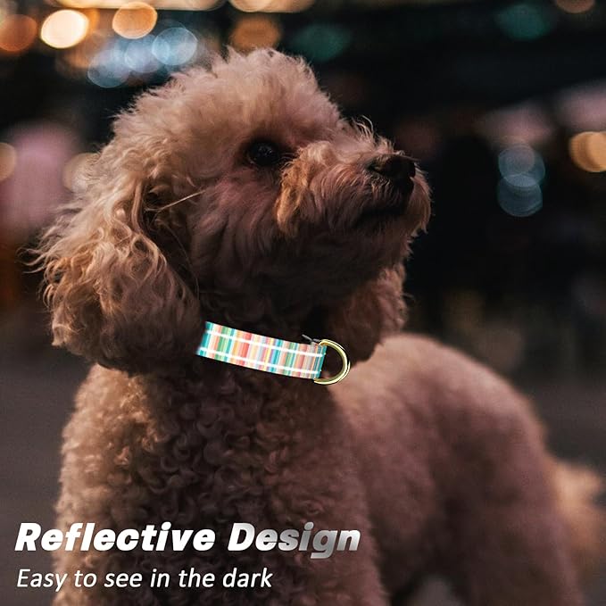 Reflective Dog Collar, Cute Dog Collar for Medium Dogs, Soft Nylon Puppy Collar for Boy and Girl Female Dogs, Adjustable Pet Collars with Quick Release Buckle, Colorful Watercolor Art