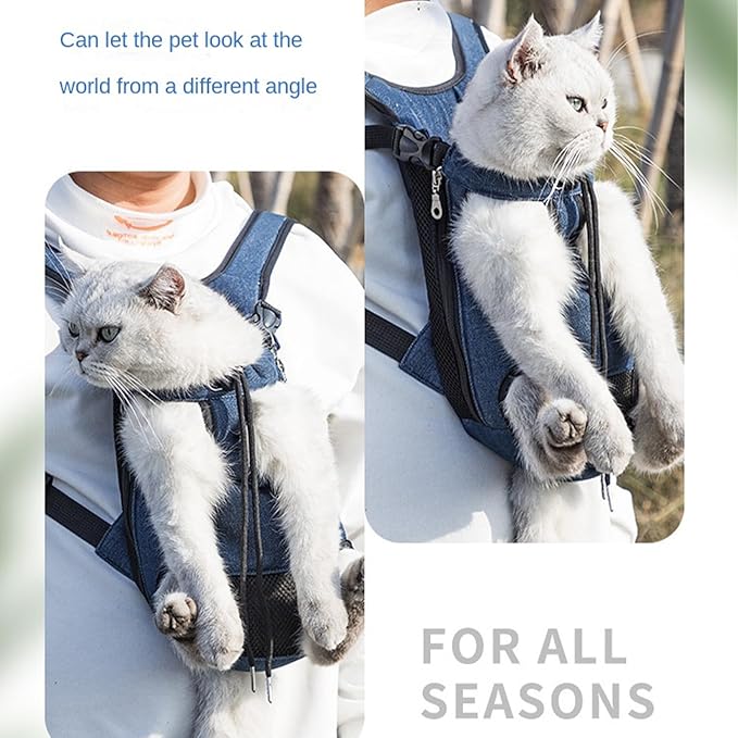 Portable Pet Carrier Backpack, Adjustable Pet Front Cat Dog Carrier Backpack Travel Bag for Small Medium Dogs Cats Puppies, Cat Backpack Carrier for Hiking Cycling (E, S)