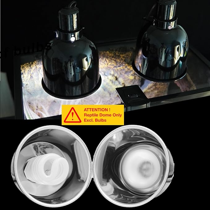 Reptile Light Fixture, 2-Pack 5.5'' Deep Dome for Reptile Light/Heat Lamp/UVB Light, Dual Heat Lamp Holder Fixtures