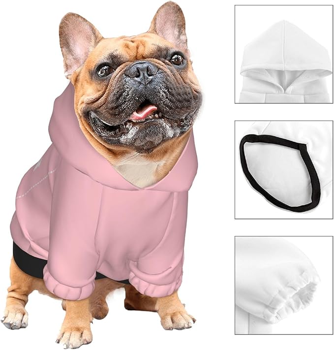 Personalized Dog Hoodie, Custom Dog Costumes for Small Dogs, Holiday Happy Dog Clothes Football Pet Shirt Sweater with Name Number for Girl/Boy Cats/Kitten, Pink, S