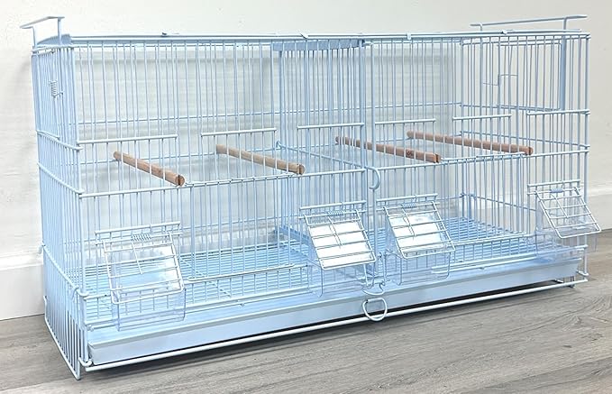 White Stackable Breeder Bird Flight Cage Side Breeding Nest Box Door with Removable Divider (White, 26.5"x11"x15"H Lot-4)