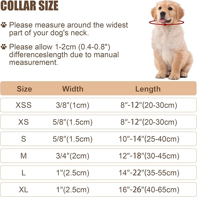 Reflective Dog Collar with Buckle Adjustable Safety Nylon Collars for Small Medium Large Dogs, Light Pink S