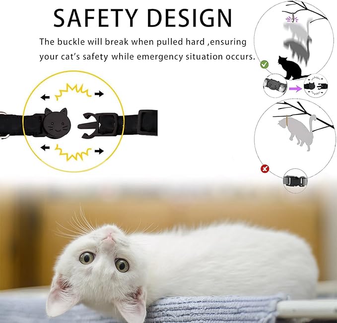 Breakaway Cat Collar with Airtag Holder,Kitten Collar with Apple Air Tag Holder and Bell for Girl Boy Cats, 0.4 Inches in Width and Lightweight. (White Heart)
