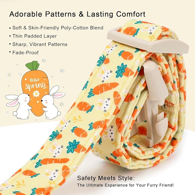 Easter Dog Collar for Large Dogs - Cute Carrot Bunny Easter Collars for Boy Girl Dogs, Lightweight Adjustable Yellow Cartoon Holiday Dog Collar L