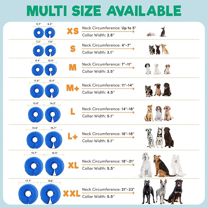 BENCMATE Inflatable Dog Cone Collar Alternative, Soft Dog Cone for Small Medium Large Dogs and Cats, Neck Recovery ECollar Donut Collar After Surgery (Medium, Pink)