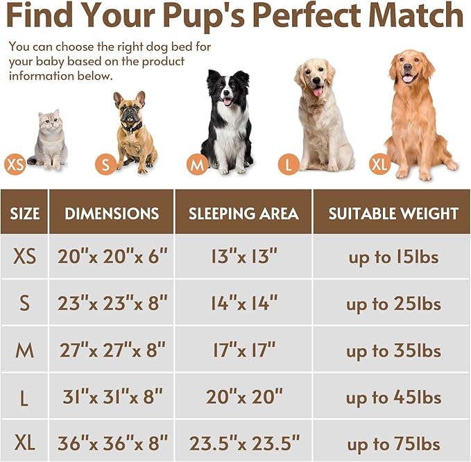 JOLLYVOGUE Calming Dog & Cat Bed for Small Dogs, Anti-Anxiety Donut Cuddler Cozy Soft Round Bed with Anti-Slip Bottom, Fluffy Faux Fur Plush Cushion Beds for Small Medium Dogs (20")