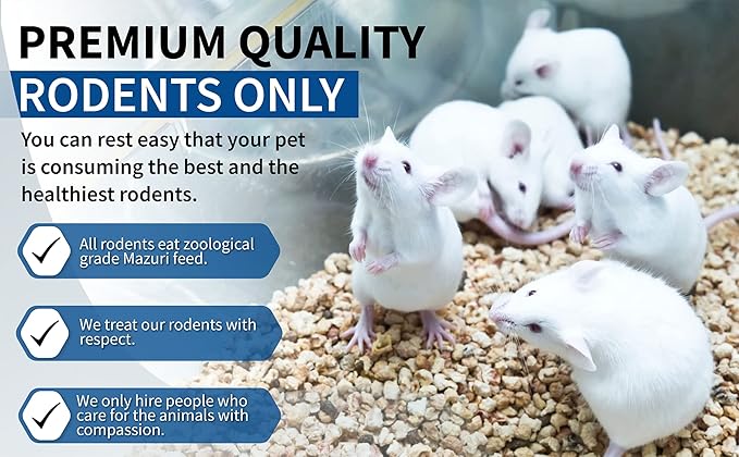 MiceDirect EST. 2003 10 Frozen Rat Combo Pack 5 Rat Weanlings and 5 Rat Small Feeders Snake Food for Juvenile Ball Pythons and Monitors (3.5-6 in)(375 Grams Min)