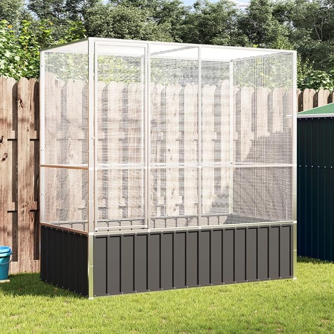 Large Bird Aviary, Outdoor Galvanized Steel Bird Cage, Galvanized Steel Outdoor Bird Aviary, Mesh Fence Bird House for Parrot, Parakeet, Dove, Cockatiel