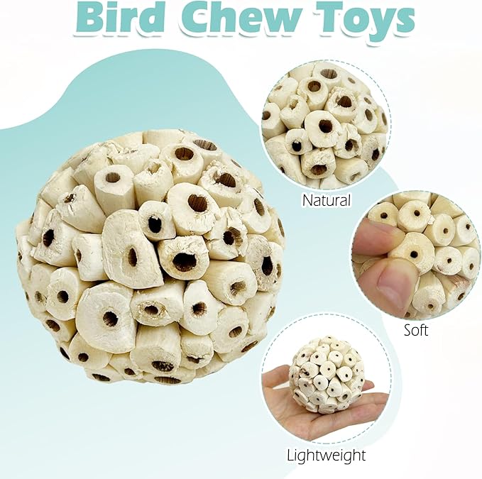 PINVNBY 12 Pack Small Sola Balls Bird Toys Soft & Chewable Bird Chew Ball Natural Sola Plant Lightweight Shred Toy for Parakeet Cockatiel Lovebird Budgie and Similar Sizes Pets