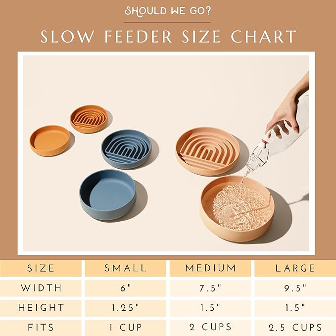 The Slowdown Bowl Silicone Slow Feeder for Dogs & Puppies, Slow Eating Modern Lick Mat Design, Reduces Gulping, Fits 2 Cups 7.5” Across x 1.5” Tall, Mealtime Challenge, Medium-Terracotta