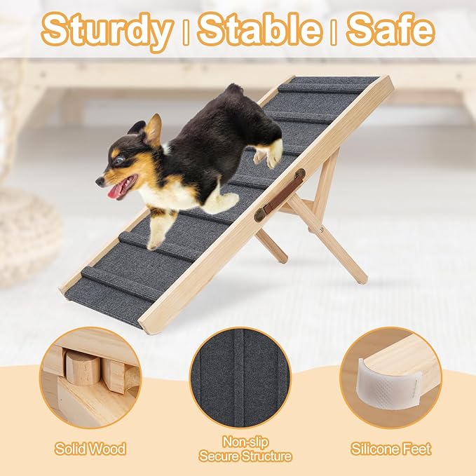 Large Dog Pet Ramp Stairs for Bed Couch Car Truck SUV,Dog Pet Ramp for Small Large Dogs Pets to Get on High Bed Truck Couch Sofa