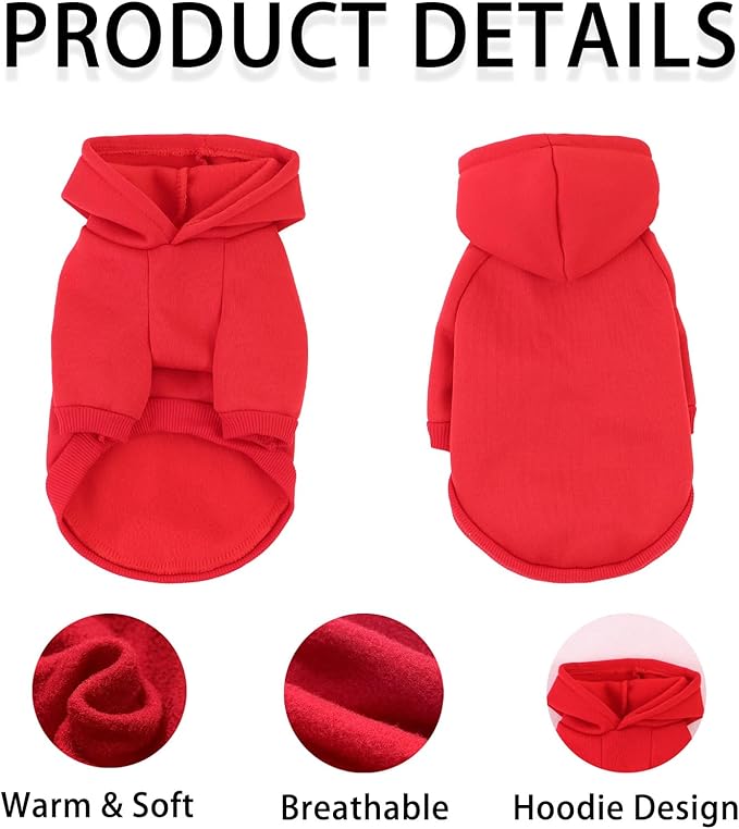 Custom Dog Hoodie, Personalized Sweatshirt with Photo Text Name Logo, Customized Hooded Sweater for Small Medium Large Dogs & Cats (Red, X-Small)