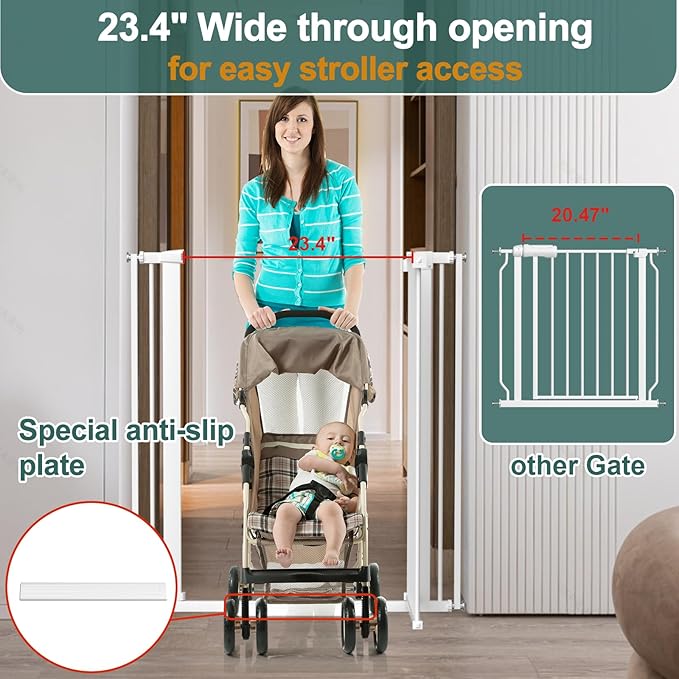 40.55" Tall, 61.61-69.48 Inch Wide, 1.37" Ultra Narrow Spacing Dog Pet Baby Gate Indoor for Doorway Hallway, Pressure Mounted 62 63 64 65 66 67 68 69 Inches Wide