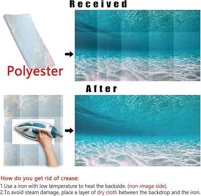 36X18IN Natural Undersea Aquarium Background, Undersea Beach Fish Tank Background, with 8 EVA Double-Sided Tape