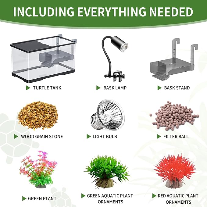 (Tank + Light + Filter Balls) Turtle Tank Kit, Turtle Tank Starter Ki