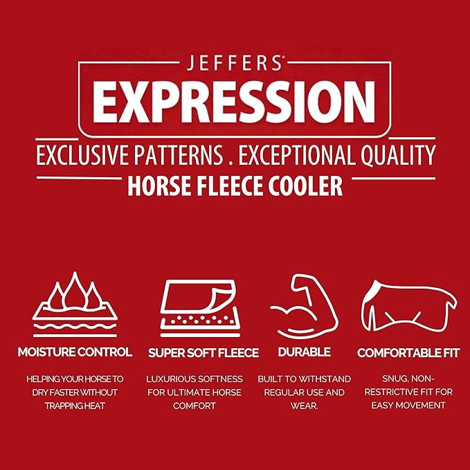 Jeffers Expression Fleece Cooler for Horses, Standard Neck, Party Cheetah 69"- Equine Towel Blanket, Moisture Absorbent, Light Weight, Best for Drying, Exercise, Bathing, Adjustable Belly Bands