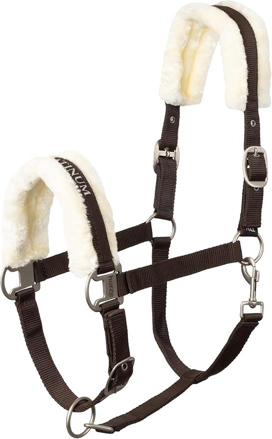 HORZE Howard Soft Fleece Padded Adjustable Polyester Horse Halter - Dark Brown - Horse