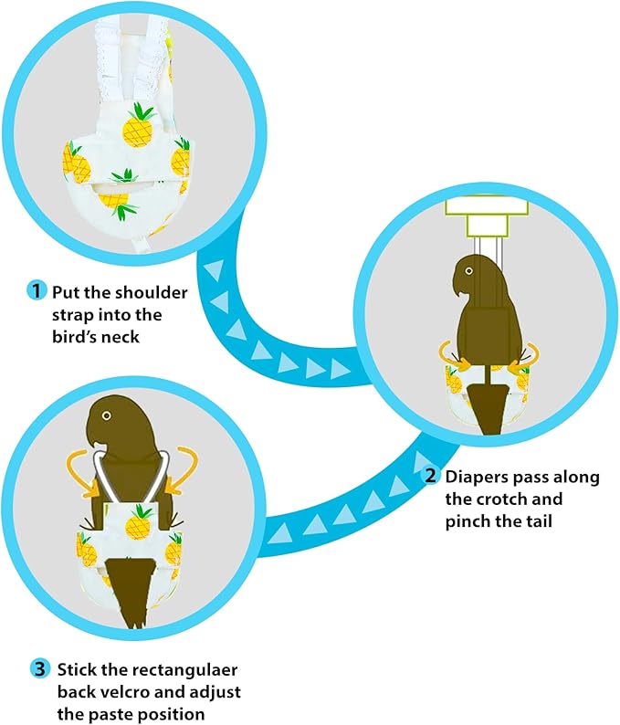 UKJENT Bird Diaper Protective Parrot Nappy - 4 Pack, Reusable Flight Suit with Waterproof Inner Layer, Washable Cute Urine Wet Suit for Cockatiel Monk Parakeet Sun Parakeet Lory(S)