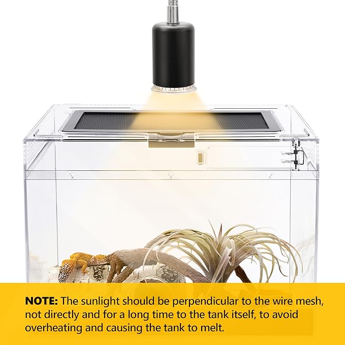 Reptile PC Terrarium,Anti Breakage 15x8x10inch Amphibians Insect Tank Gecko Starter Kits,Top Sliding Door Screen Ventilation Mini Isopod Habitat Cages,Hygrometer Thermometer,Hide Cave,Tweezer,Sprayer
