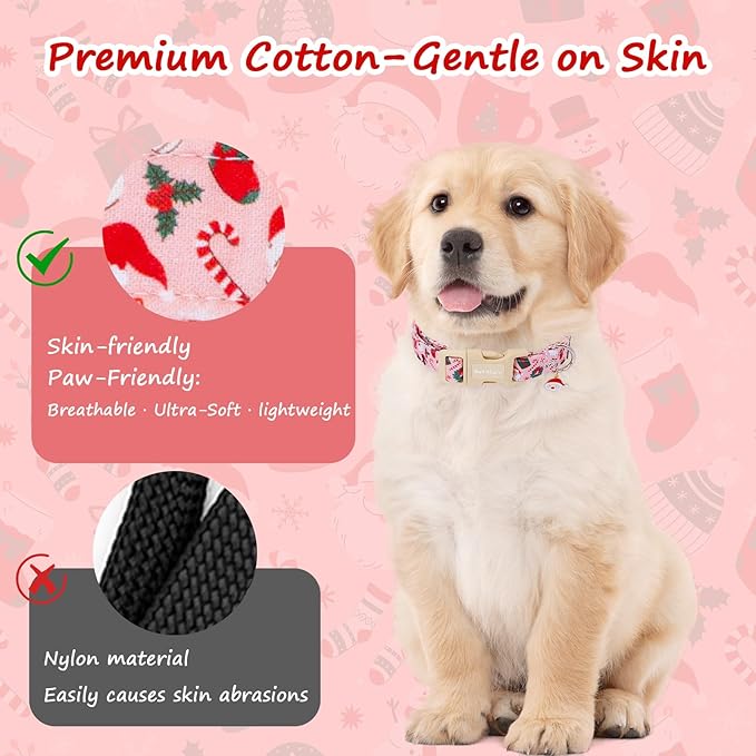 Christmas Dog Collar - Adjustable Festive Santa & Snowman Collar for Small Medium Large Dogs with Dangling Charm, Cute Holiday Puppy Collar for Photos, Pet Parties & Gifting-XS