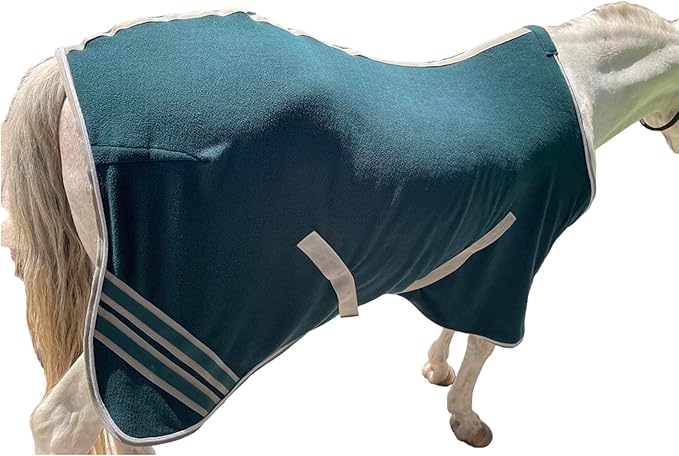 Majestic Ally Anti Pill Fleece Horse Blanket/Sheet with Silver Braided Rope (Hunter Green, 74)