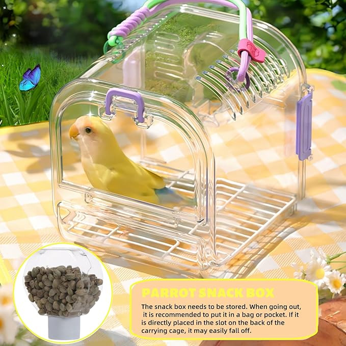 Portable Plastic Bird Cages，Travel Bird Cage,Lightweight Waterproof Ventilated Small Bird Cage,Outdoor Use Easy to Carry,for Small Birds, Budgies and Pet Birds (Green, A)