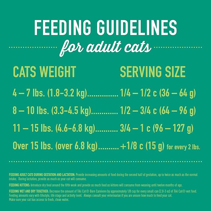 Tiki Cat Born Carnivore Indoor Health Dry Cat Food, Trout & Menhaden Fish Meal, 3 lbs. Bag