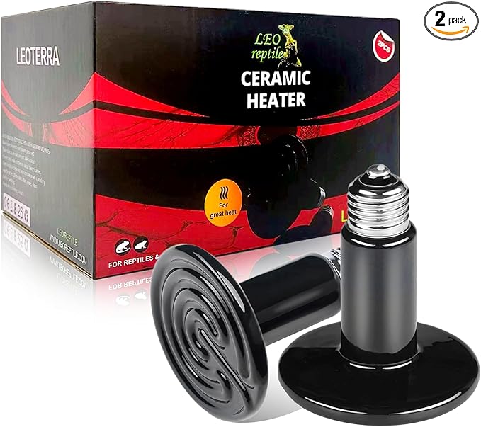 Leoterra 75w Ceramic Heat Emitter, Reptile Heat Lamp,for Reptiles, Chicken Coop, Dog, Cat House Use Heat Lamp,Durable and Gives Off No Light (2pcs)