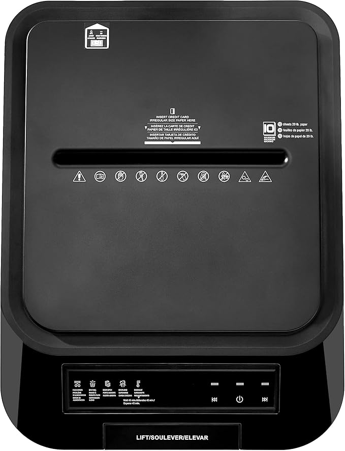 Amazon Basics 200-Sheet Auto Feed Cross Cut Paper Shredder with Pullout Basket, Black