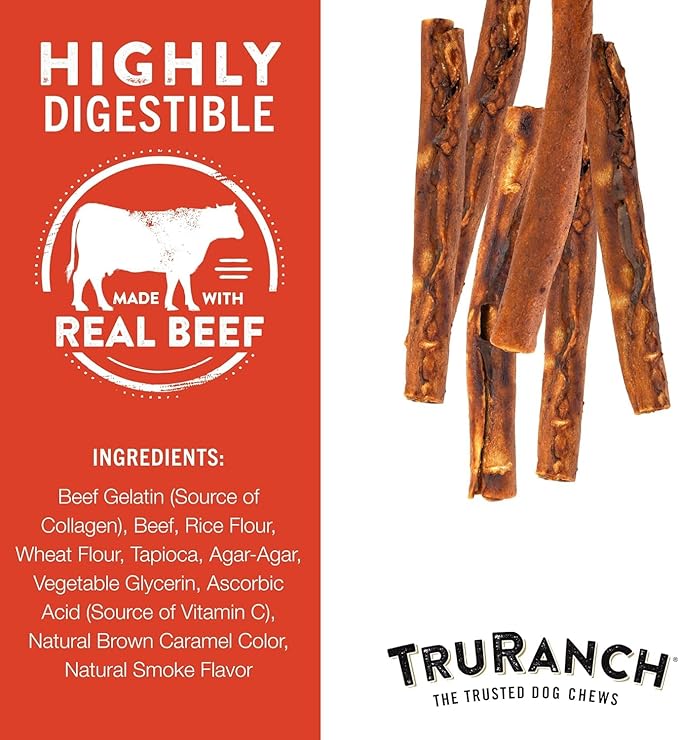 Collagen Rolls - 9" Collagen Rolls for Dogs - Long Lasting Healthy Joint Support Dog Treat - Rawhide Alternative - Skin & Coat Health - Made with Real Beef, 1 Bag, 3 Count