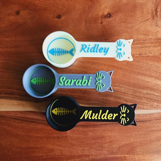 Personalized Cat Food Scoop, Cat Food Measuring Cup with Name, Kibble Scoop (7 oz - 7/8 cup)