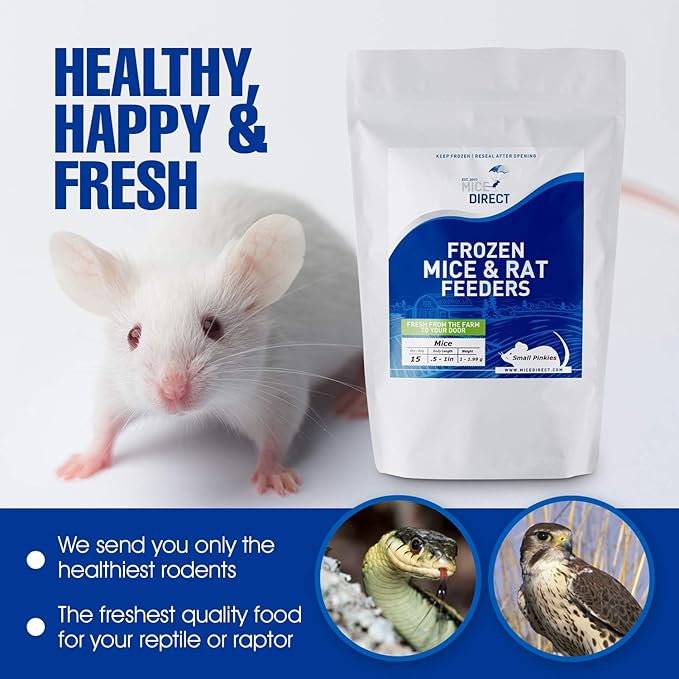 MiceDirect EST. 2003 30 Frozen Rat Combo Pack 15 Rat Weanlings and 15 Rat Small Feeders Snake Food for Juvenile Ball Pythons and Monitors (3.5-6 in)(1125 Grams Min)