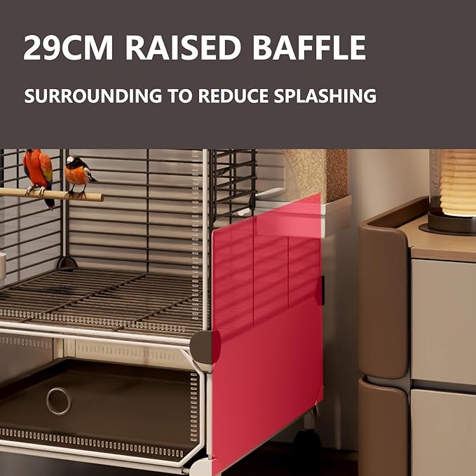 Large Parrot Cage with Acrylic Doors, 4 Casters, Perch & Feeder, Detachable Drawer, Ideal for Cockatiels, Budgies, Conures, Indoor/Outdoor Use – Spacious White Birdcage(White,72 * 36 * 142)