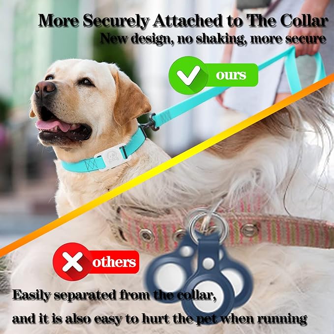 4 Pack Waterproof AirTag Dog Collar Holder Compatible with Apple AirTag, Silicone Hidden Loop Holder for Airtag Tracker, Anti-Lost Dog Collar Air Tag Accessories(Black,White,Red,Blue)