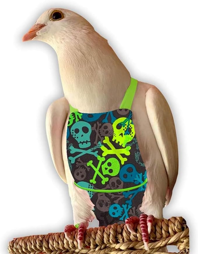 Bev's Bird Boutique Regular Flyper Adjustable Bird Diaper | Reusable, Washable Cloth | Comfort Fit for Parrot, Cockatiels, & Other Small Birds | Fashionable Avian Accessories, Pirate, Size 6.5
